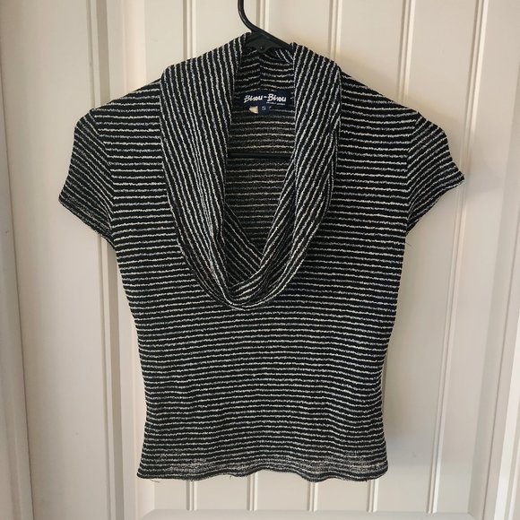 Scrunchy Striped Cowlneck Blouse - Picture 3 of 6